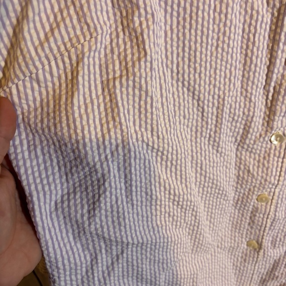 L.L. Bean Striped Purple and White Button-Up Women’s Polo Shirt Medium - Picture 3 of 6